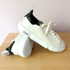 SCHUTZ + FIEVER Sneakers Melrose Black & Off-White Leather /Size Brazil 38 /US 9